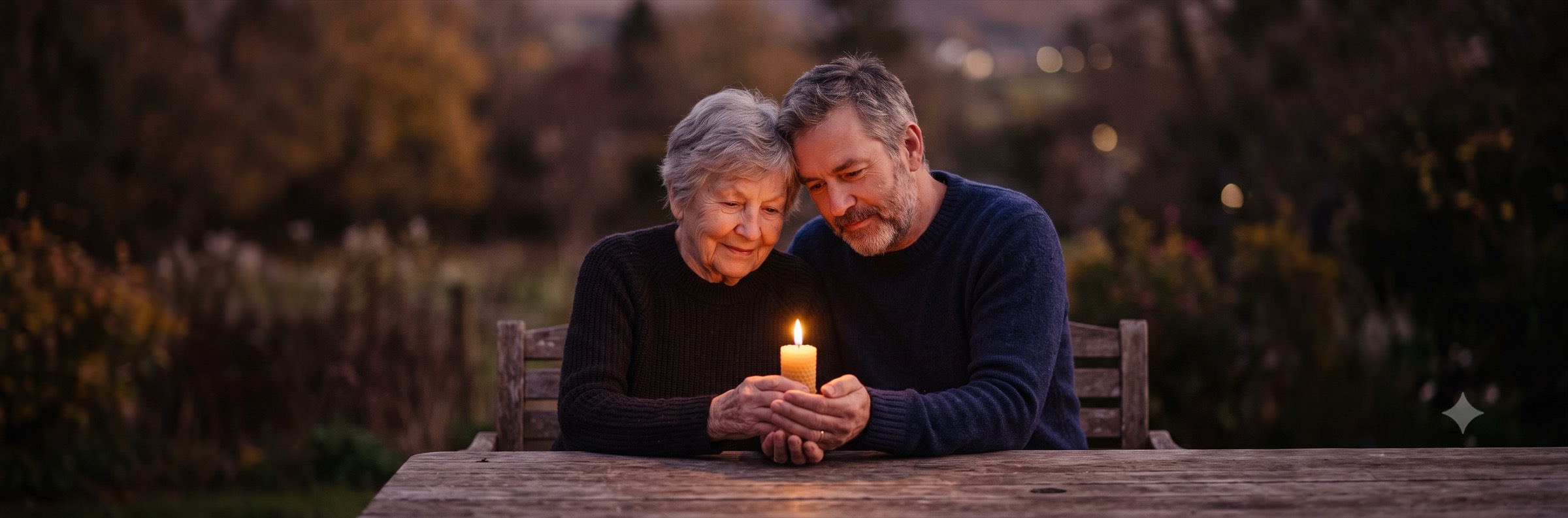 A single lit candle glowing warmly in soft darkness, in memory of a loved one